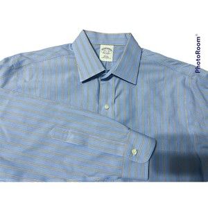 Brooks Brothers Mens Button Up Long‎ Sleeve Shirt Blue 15 1/2-35 Slim Fit